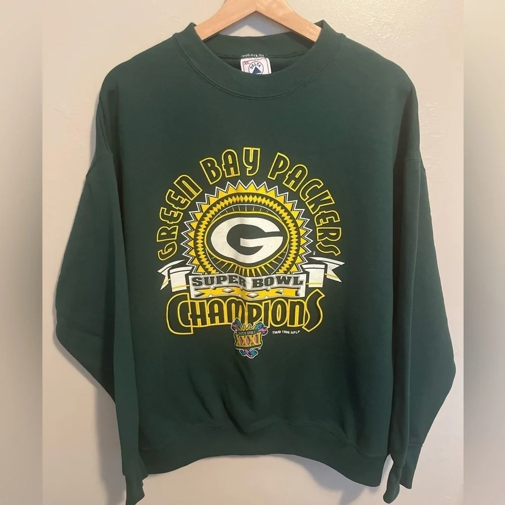 Vintage 90s Green Bay Packers Super Bowl XXXI Champions Sweatshirt XL NFL EUC!